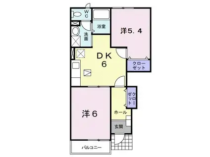 フレッシュタウン中河(2DK/1階)の間取り写真