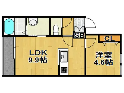 グリーンノート京町(1LDK/3階)の間取り写真