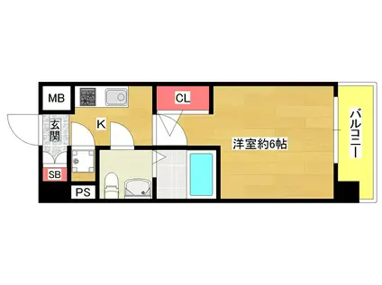 エスリード弁天町ベイコート(1K/9階)の間取り写真