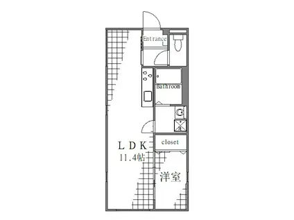 SQUARE南千住(1LDK/3階)の間取り写真