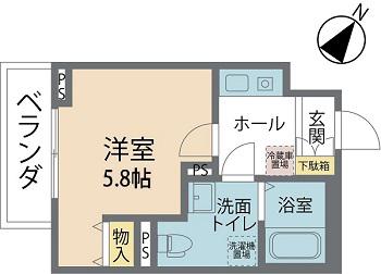 SABRO(1K/1階)の間取り写真