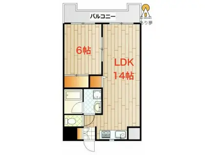 ラポール南太田(1LDK/2階)の間取り写真