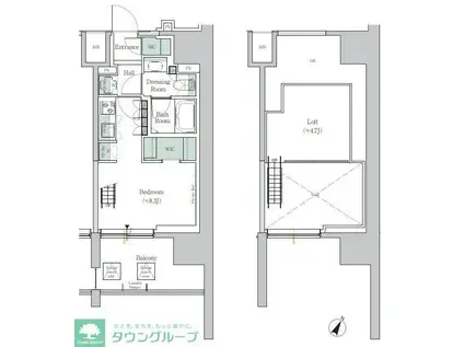 ONE ROOF RESIDENCE TAMACHI(1K/2階)の間取り写真
