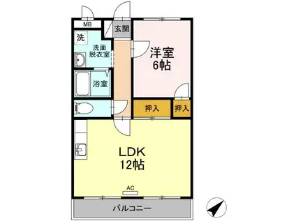 サンパティーク桜木I(1LDK/2階)の間取り写真