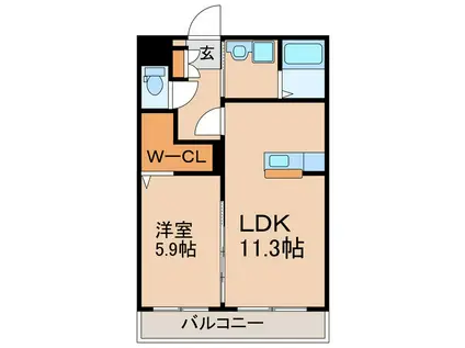 メルローズ打馬II(1LDK/1階)の間取り写真