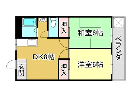 ユニヴェール(2DK/2階)の間取り写真