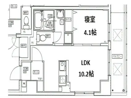 山崎マンション16(1LDK/4階)の間取り写真