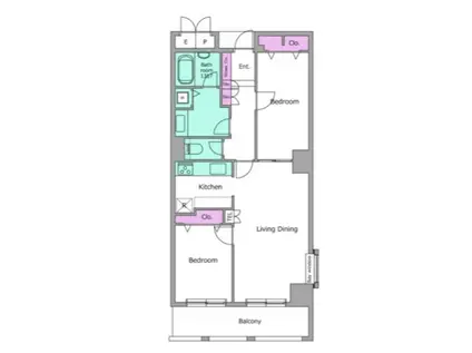 PRIMEGATE飯田橋(2LDK/12階)の間取り写真