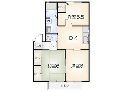 フォーレス立江A(3DK/2階)の間取り写真