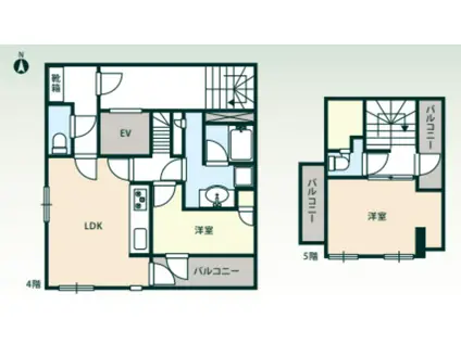 スウィフト東山(2LDK/4階)の間取り写真