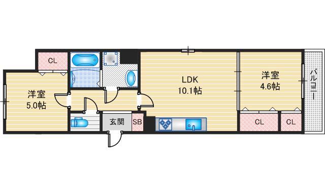 セレニティ豊川(2LDK/2階)の間取り写真