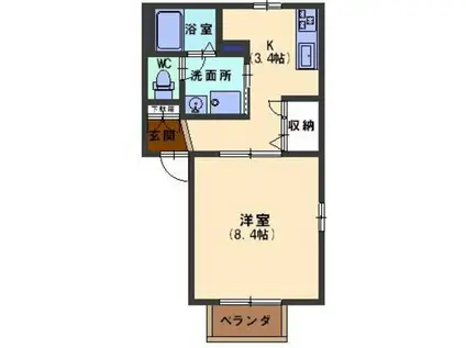 ひまわりハイム(1K/2階)の間取り写真