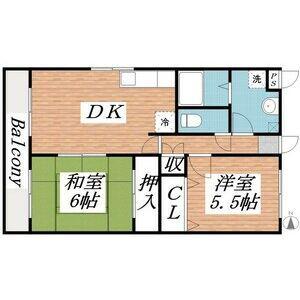 グリーンエイトIV(2DK/2階)の間取り写真