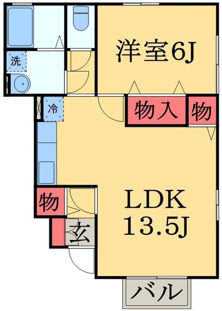 フーヴェル都A(1LDK/1階)の間取り写真