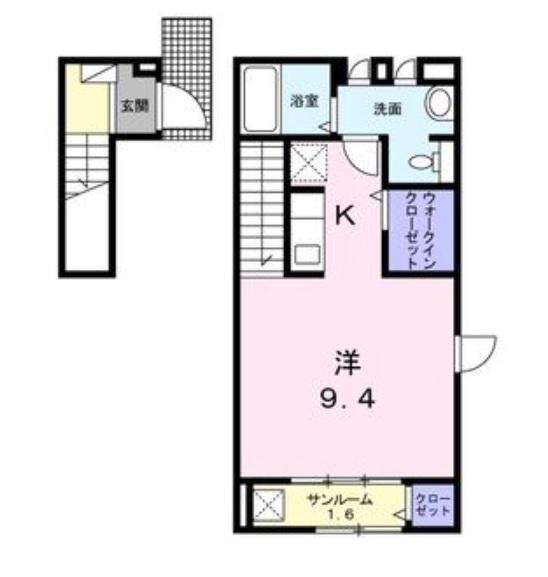 グレイス鶴里(1K/2階)の間取り写真