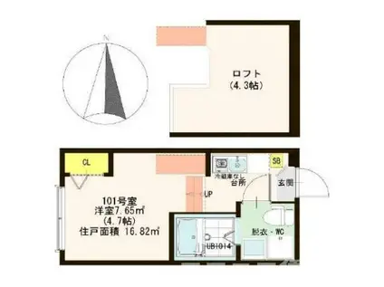 ハーモニーテラス西加平(ワンルーム/1階)の間取り写真