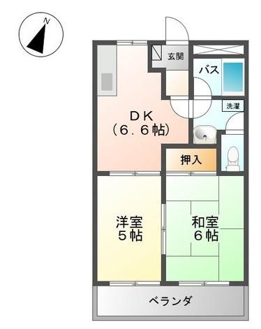 エスポワール小野(2DK/3階)の間取り写真