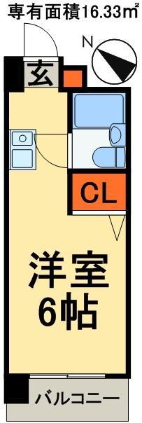 ロザール東千葉(ワンルーム/4階)の間取り写真