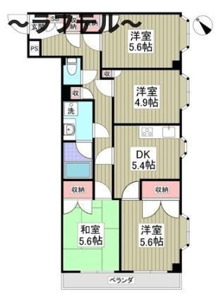 グランドマンション(4DK/4階)の間取り写真