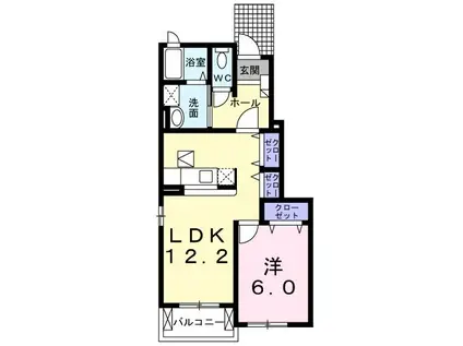 シイナハイツII(1LDK/1階)の間取り写真
