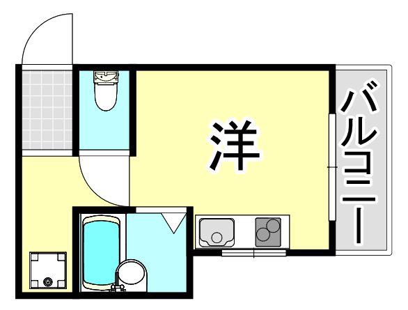 アンジョリジャルダン門戸厄神(ワンルーム/3階)の間取り写真
