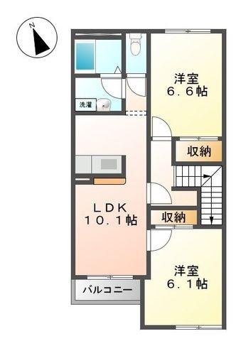 ウィステリアI(2LDK/2階)の間取り写真