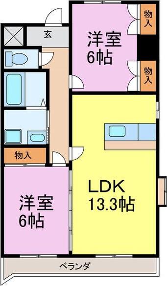ファンシア(2LDK/2階)の間取り写真