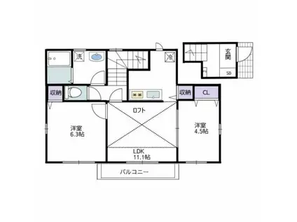 アイ・コート中田南(2LDK/2階)の間取り写真