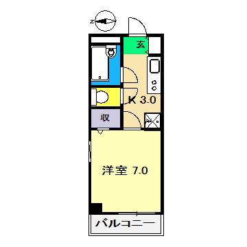 コーポみのり(1K/2階)の間取り写真