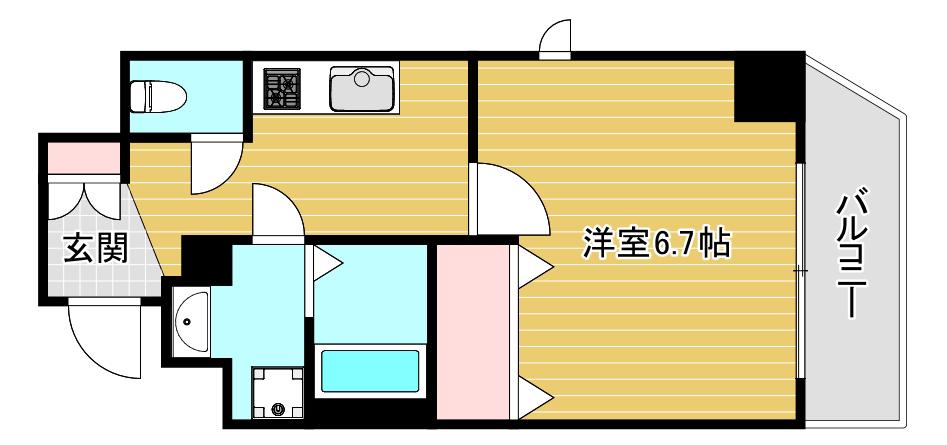 アクアプレイス江戸堀(1K/7階)の間取り写真