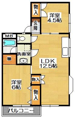 エスパース上宿(2LDK/1階)の間取り写真