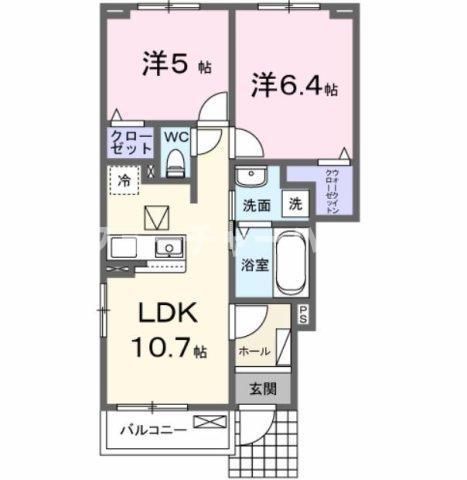 シャルマンMT(2LDK/1階)の間取り写真