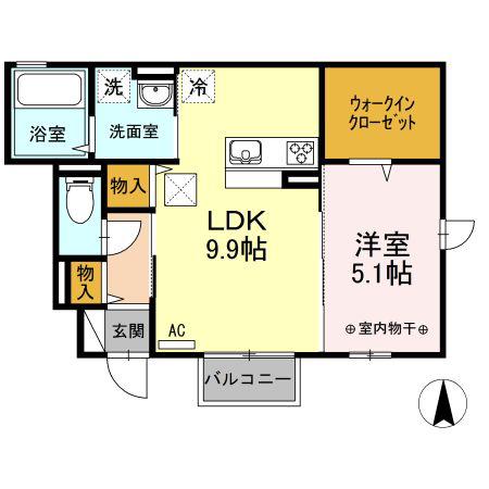 ユニヴェール(1LDK/1階)の間取り写真