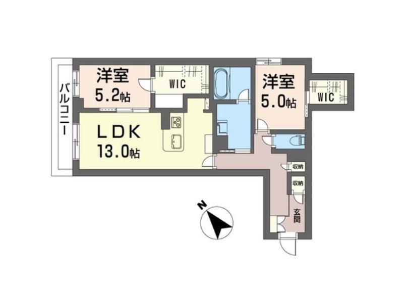 ドメイン24(2LDK/1階)の間取り写真