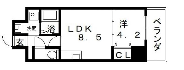 グランパシフィック帝塚山イノベーション(1LDK/9階)の間取り写真
