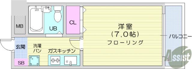 ダイアパレスプレステージ上杉(1K/3階)の間取り写真