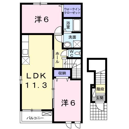 エアリーフィールドからたち(2LDK/2階)の間取り写真