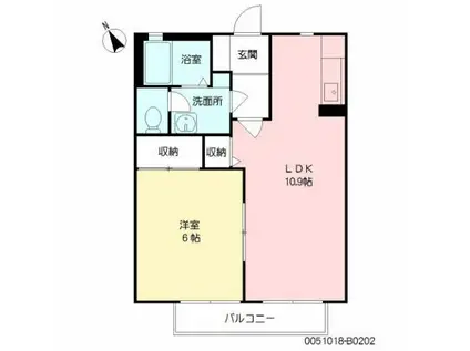 バリュージュ恒久弐番館(1LDK/2階)の間取り写真