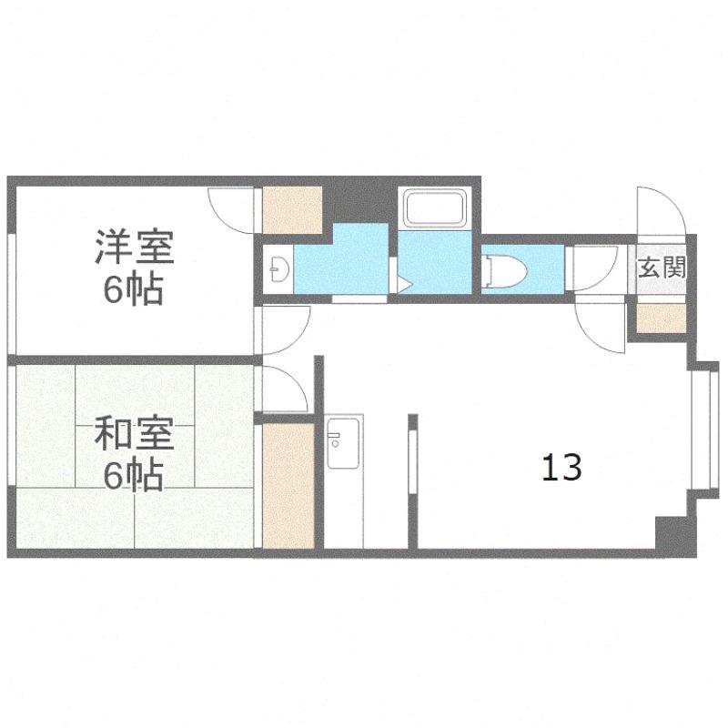 ソフィール弐番館(2LDK/2階)の間取り写真