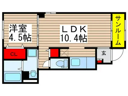 メゾンドルピナス(1LDK/1階)の間取り写真