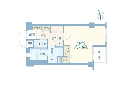 パルロイヤルアレフ赤坂(1K/2階)の間取り写真