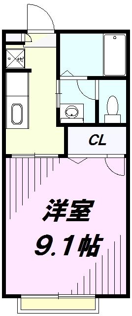 ソレーユA(1K/1階)の間取り写真
