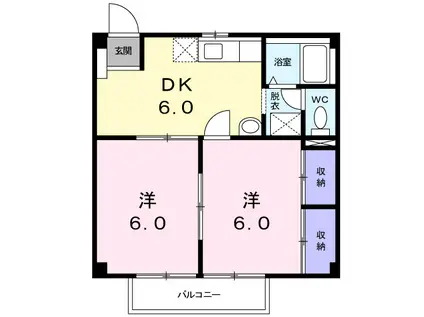 サニーハイツ(2DK/1階)の間取り写真