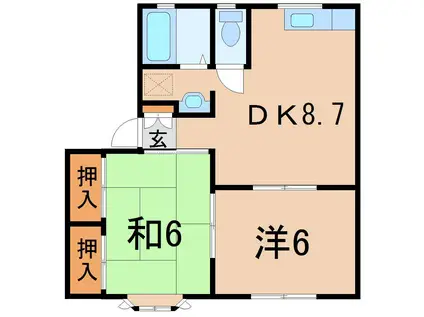 トミーハイツB(2DK/1階)の間取り写真