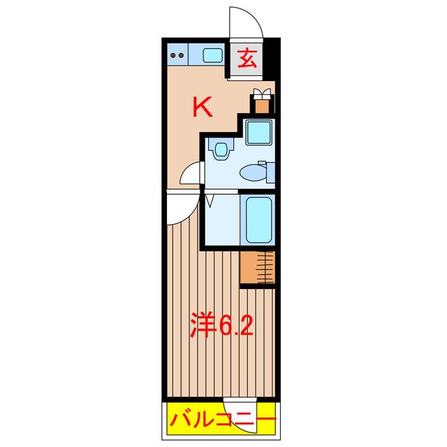 ルレーブ北習志野(1K/1階)の間取り写真