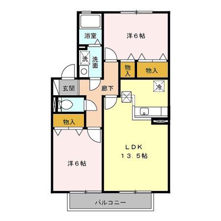 エスポワールイノウエⅡ(2LDK/1階)の間取り写真