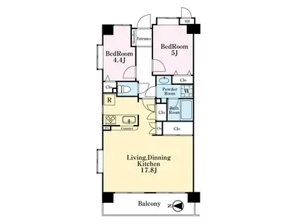 リーベル武蔵中原(2LDK/2階)の間取り写真