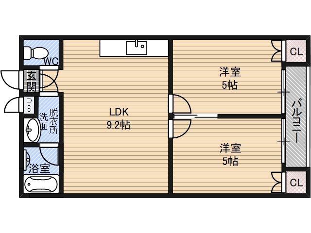 グルースコート(2LDK/1階)の間取り写真