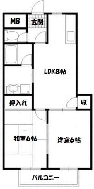 ほら貝ビレッジ(2DK/3階)の間取り写真