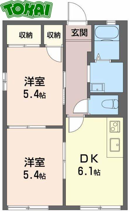 カーサSHIMOMURA(2DK/1階)の間取り写真